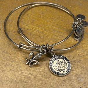 Alexis and Ani Silver tone Canada and Fleur De Lis 2 set bracelets